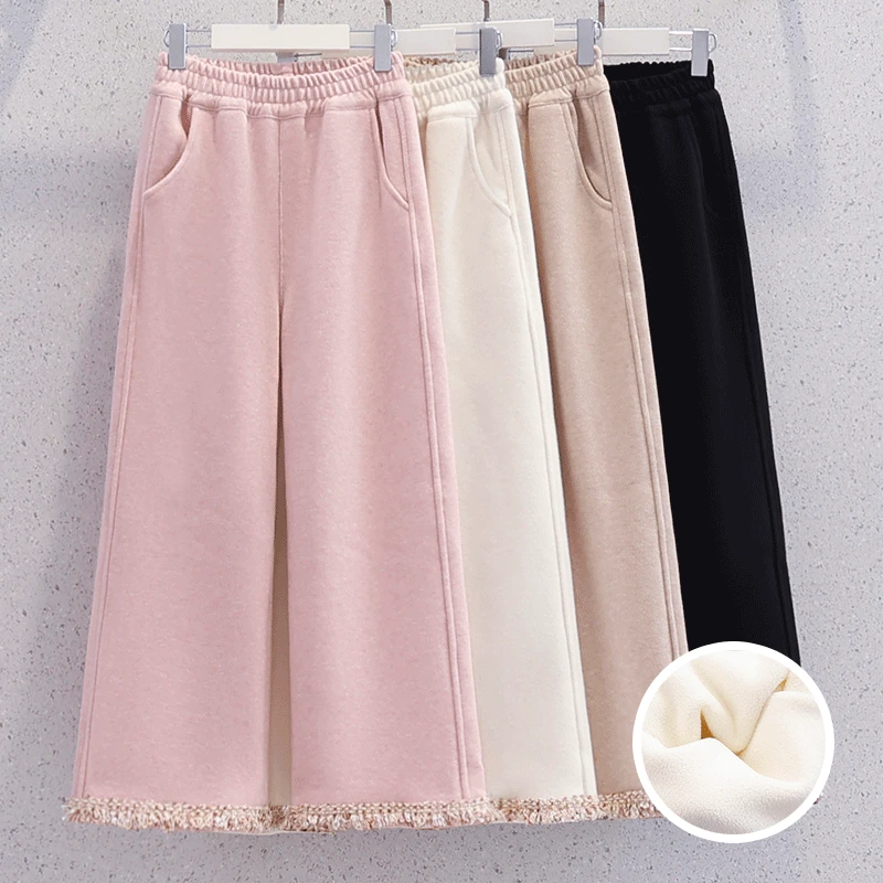 女童秋冬阔腿裤2025新款女孩大童直筒糯米裤儿童冬季加绒加厚裤子