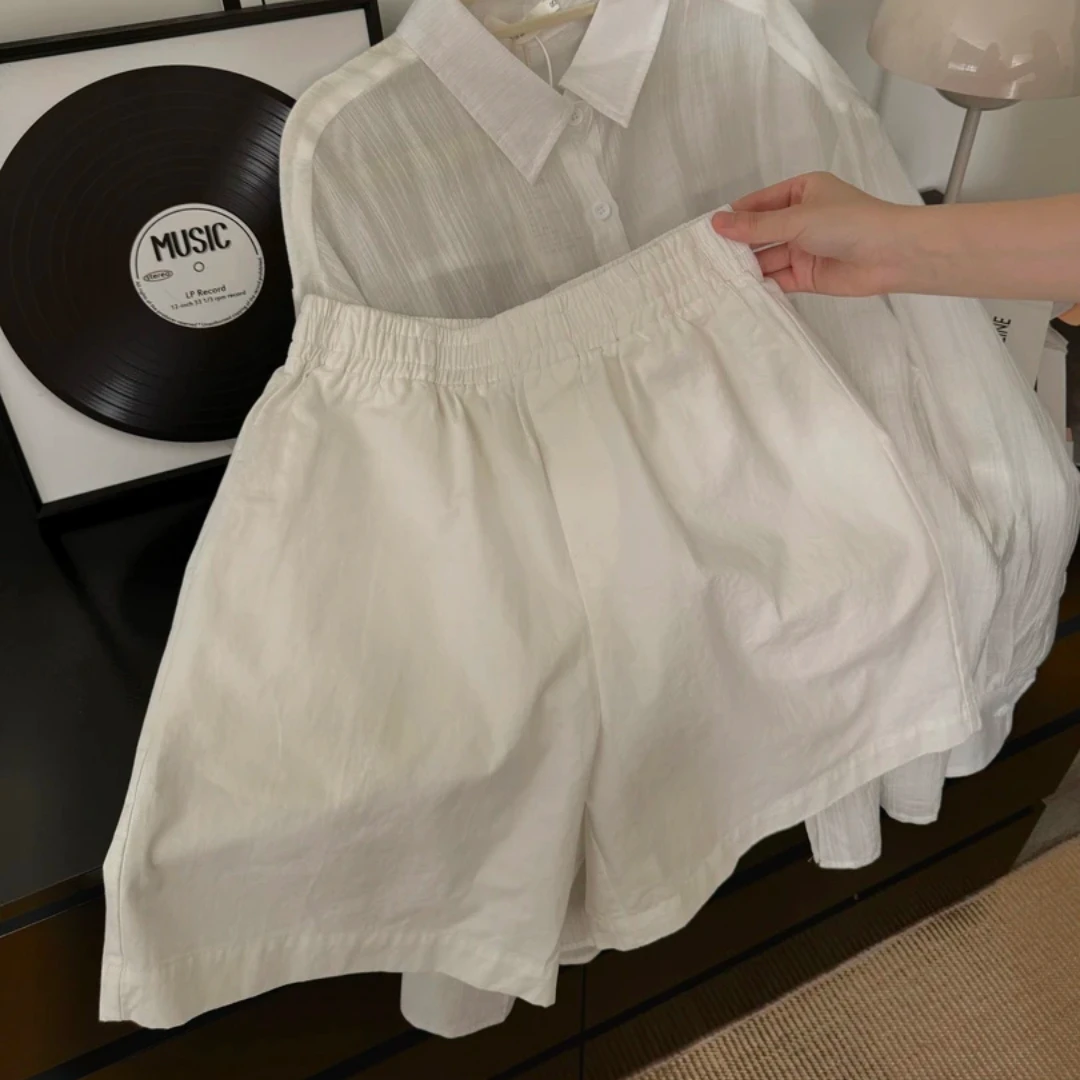 白色棉麻短裤女夏季薄款大码胖mm高腰休闲宽松阔腿梨形身材五分裤