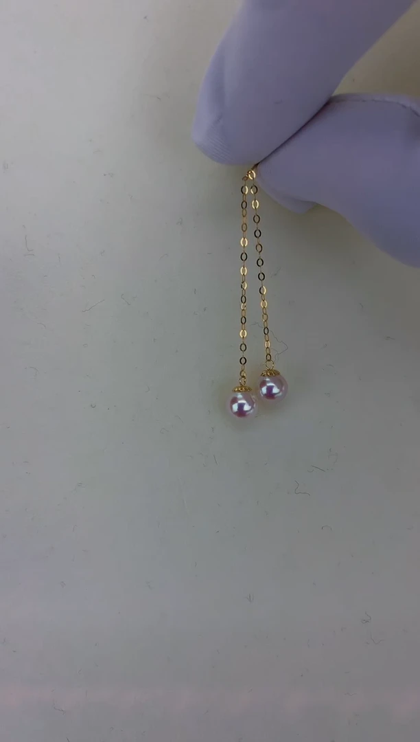 18K金镶嵌DA海水珍珠 GD144 5-6 耳线定制