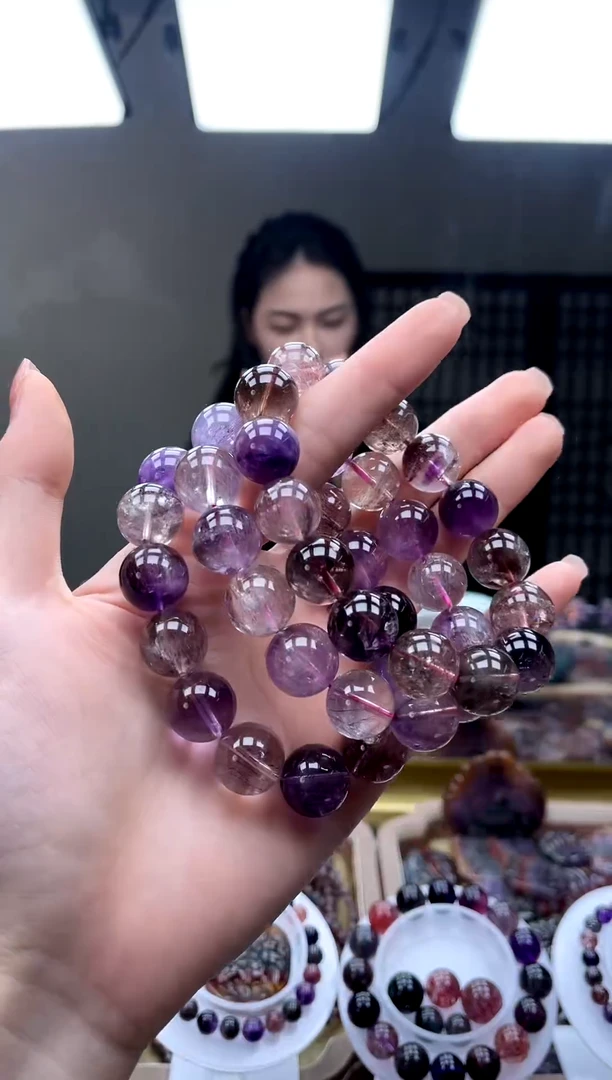 未镶嵌手串水晶超七黑加仑14mm 多样性发一