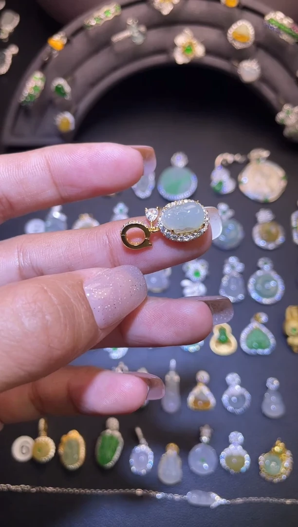 吊坠(不含链)银S925镶嵌翡翠1