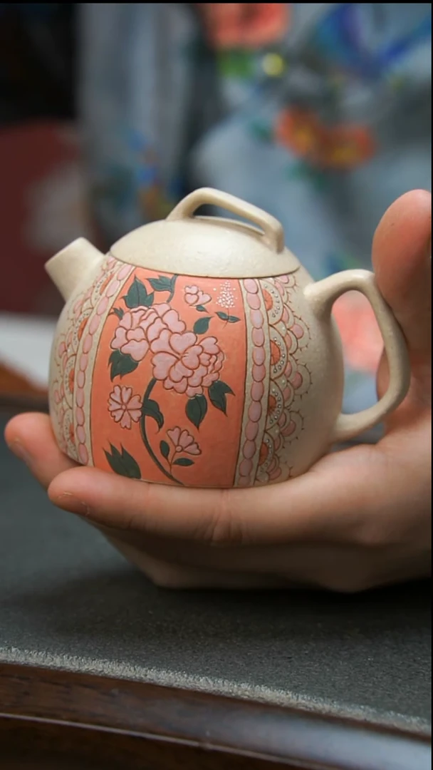 【闪购商品】紫砂茶壶粉色几何秦权壶微瑕