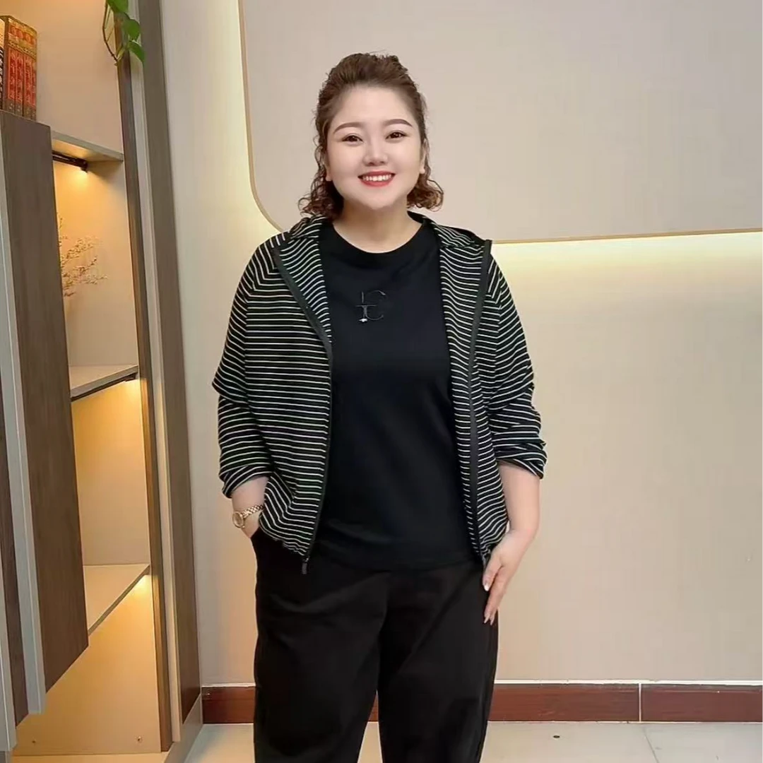 春款 休闲 连帽 条纹 外套25885