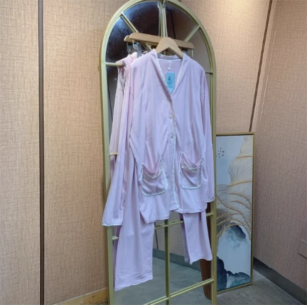 E414紫色孕妇月子服哺乳两件套L90-130 XL140 2XL150