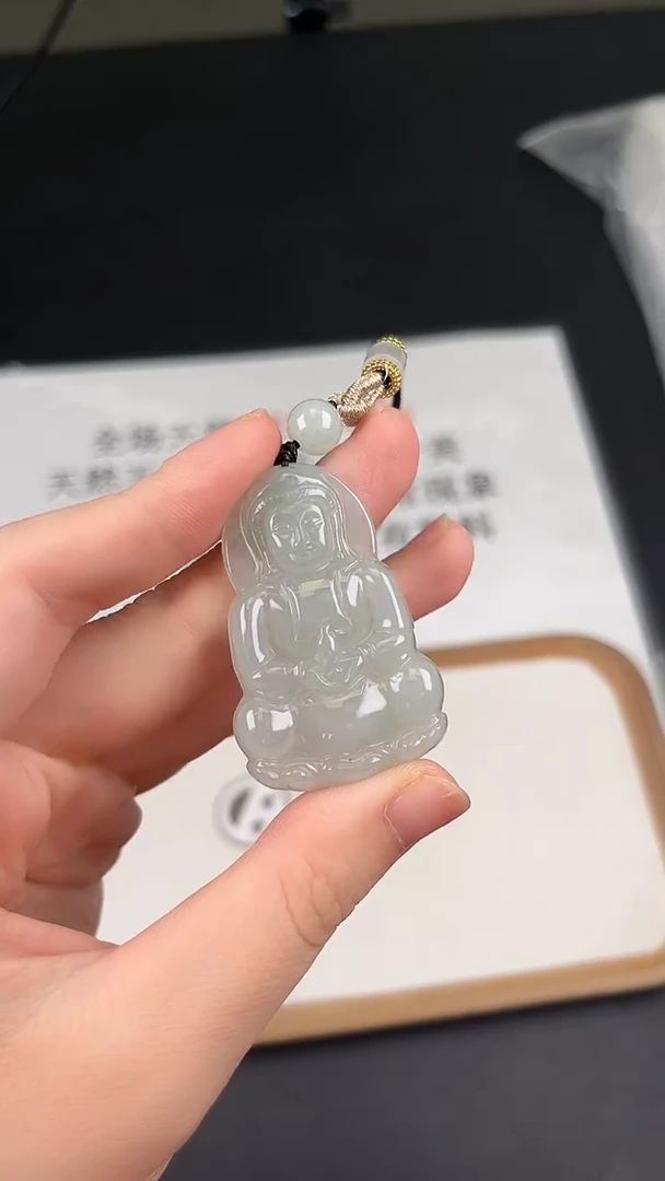 翡翠未镶嵌颈饰Y5C015翡翠冰带色中小观音