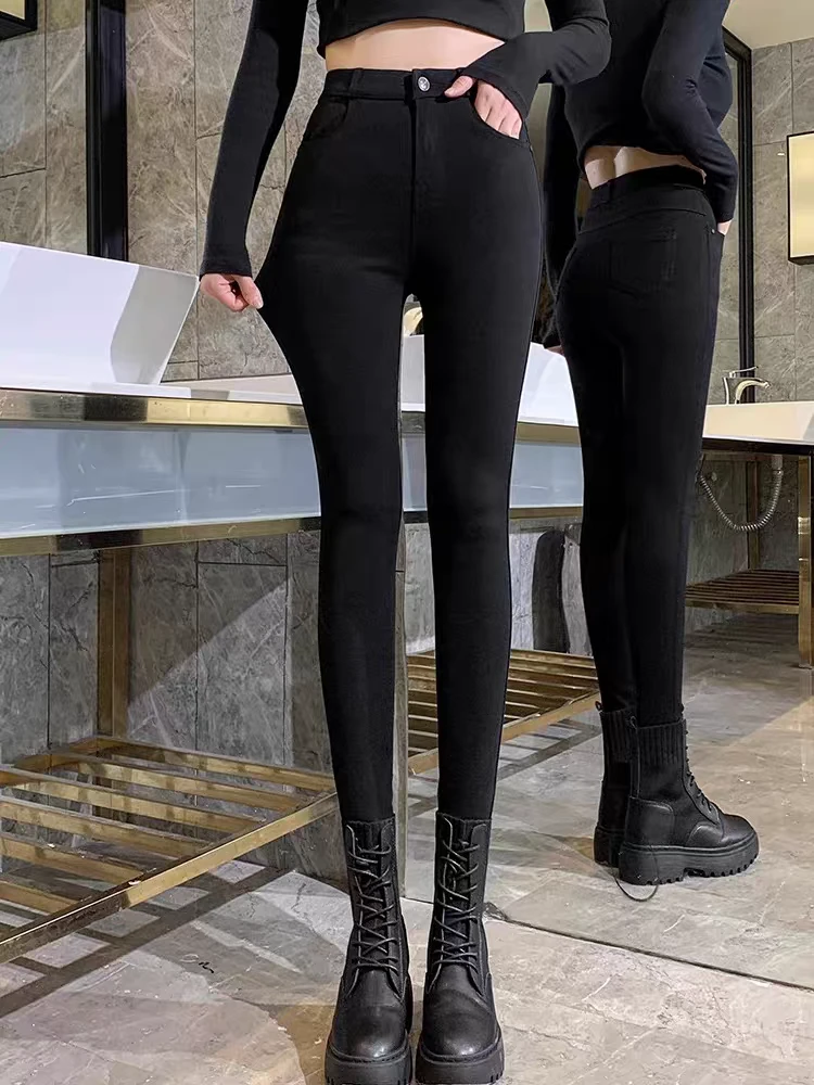 小个子外穿春秋弹力紧身高腰小脚小黑裤潮#73008