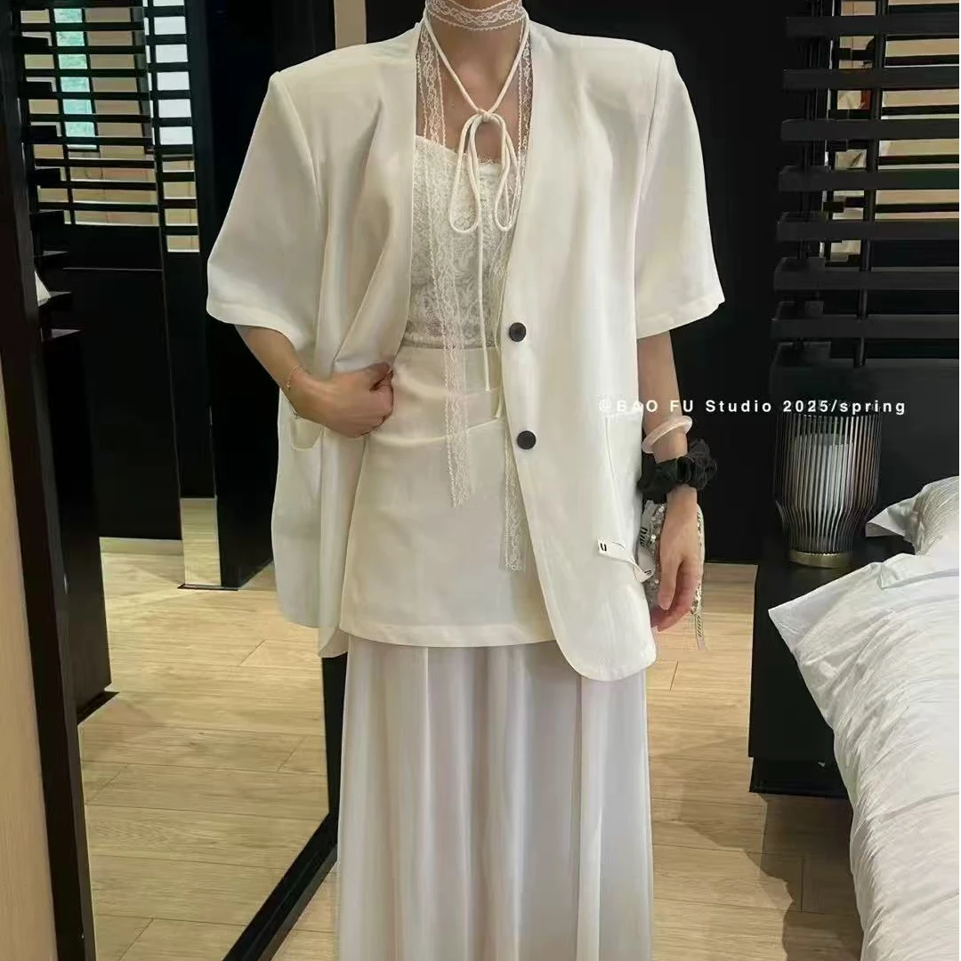 5738南法假日 高级感夏日慵懒短袖西装外套