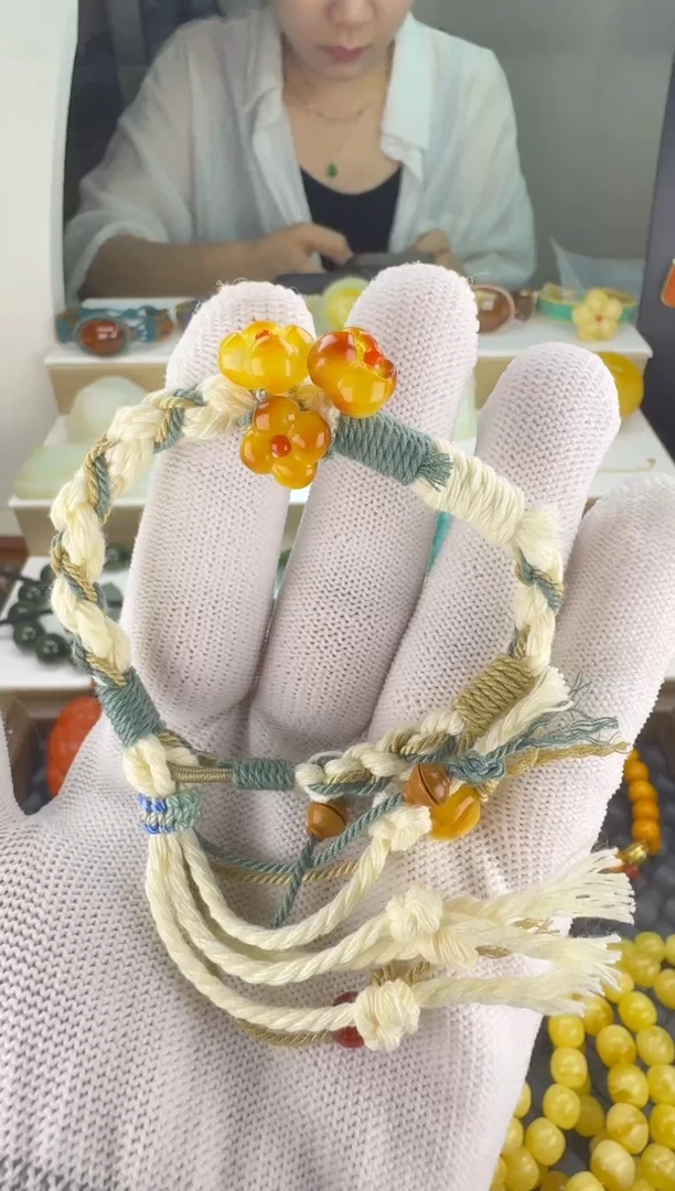未镶嵌琥珀裸石蜜蜡小桂花藏风手绳