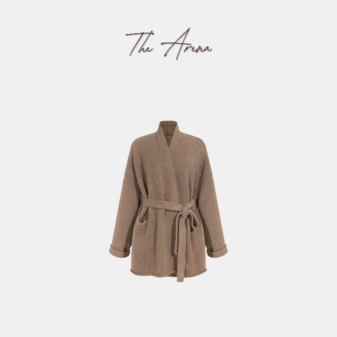 THEARENA“悠享时光”驼毛混纺廓形针织腰带外套XY-9035
