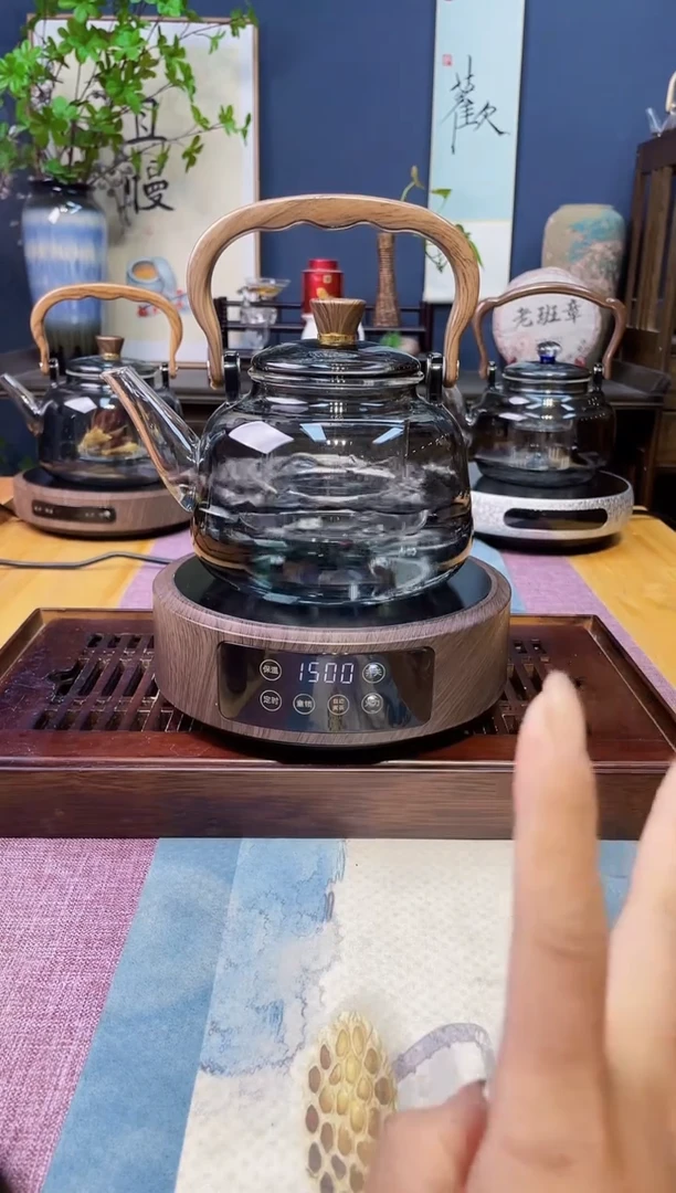 茶简木纹+黑色壶