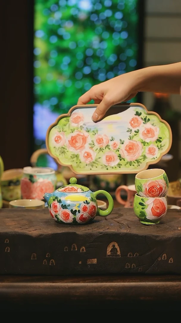 陶瓷 一套景德镇高温釉下彩绘设计师款式