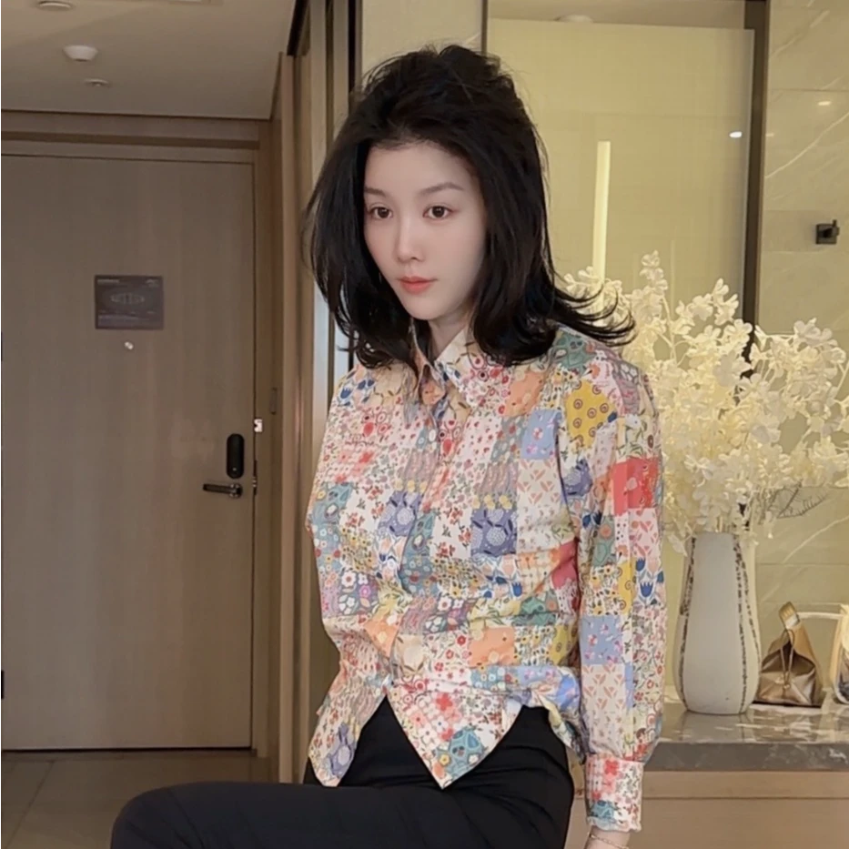 【悦悦专属】复古甜美高级感碎花长袖衬衫Y22