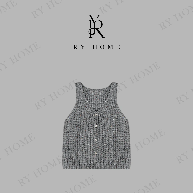 【容雨RYHOME】复古V领小坎肩无袖毛织马甲243MJ1473