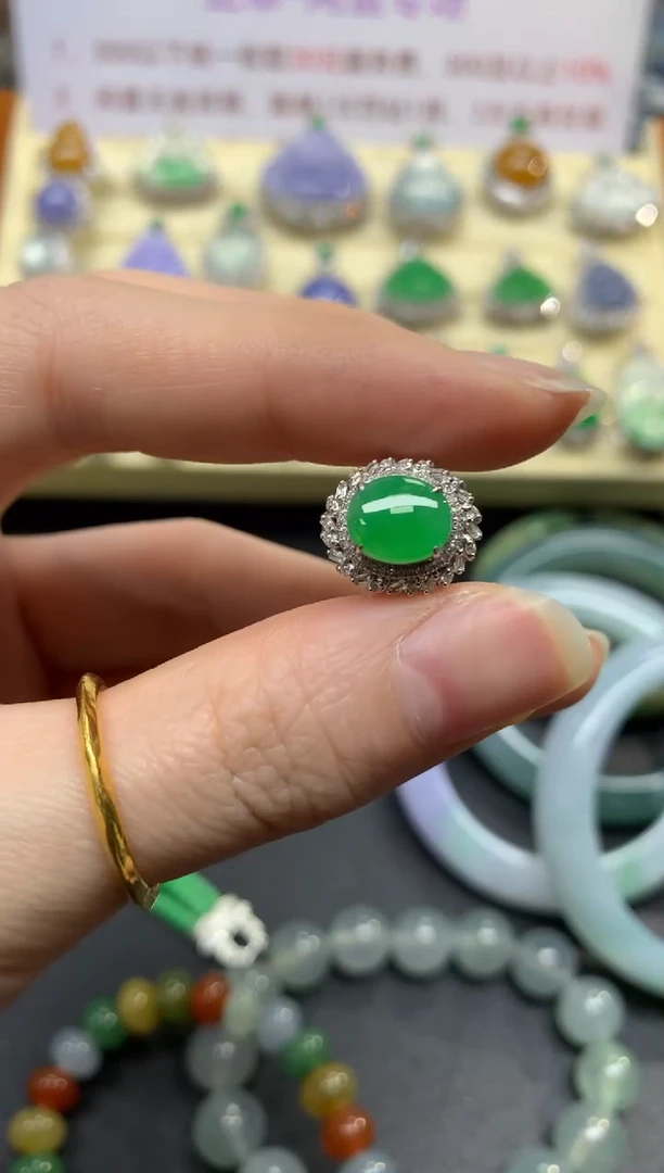 翡翠戒指18K金镶嵌戒指|5900+590 两用款