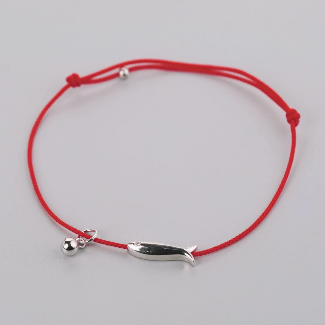 925银布艺手链 小鱼红绳手绳·纯银·熹棠·气质时尚百搭
