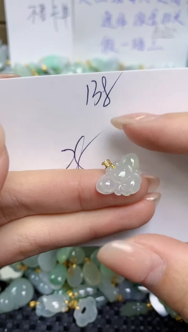 【闪购商品】翡翠颈饰18K金镶嵌天然缅甸A货翡翠