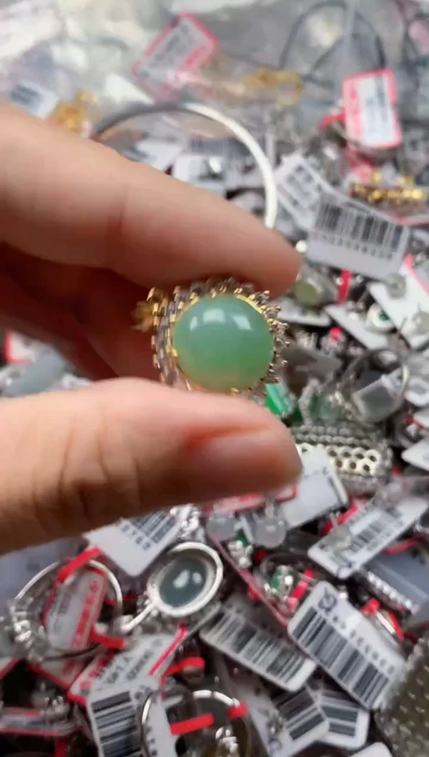 银S925镶嵌戒指翡翠天然A货缅甸翡翠
