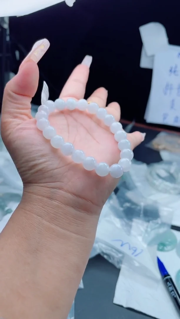 未镶嵌定制翡翠珠串8+