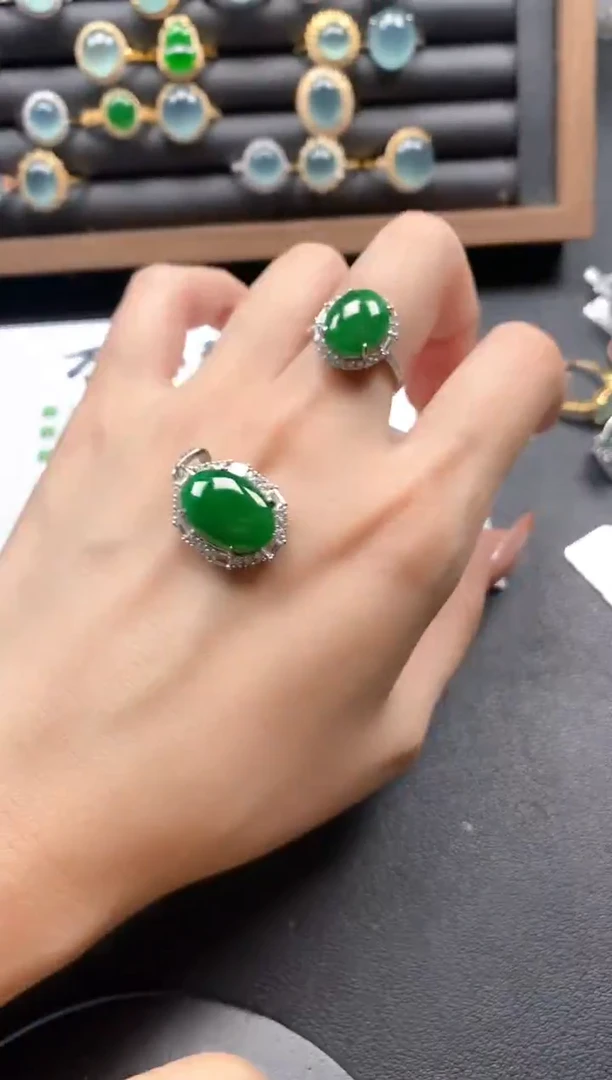 银S925镶嵌戒指翡翠51151