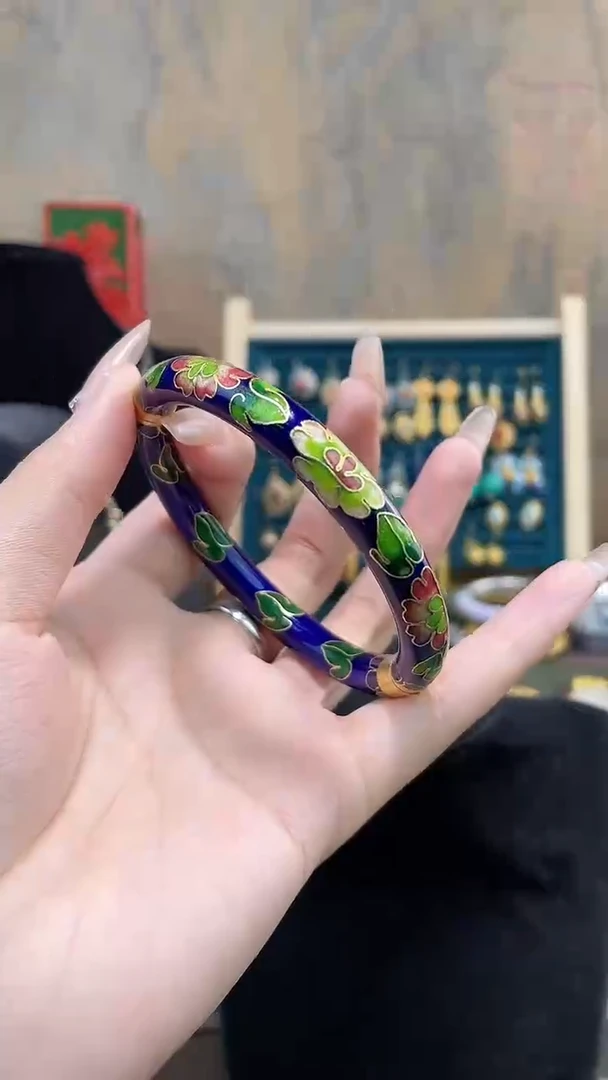 非遗手工景泰蓝开口镯子宝蓝