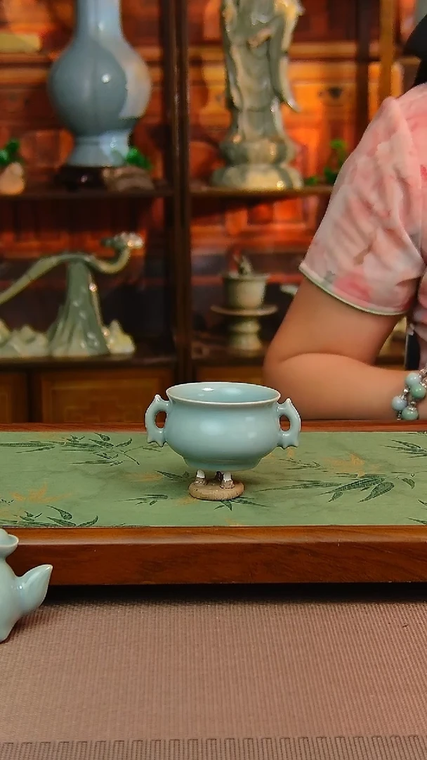 瓷片全手工仿古釉双耳杯，全品