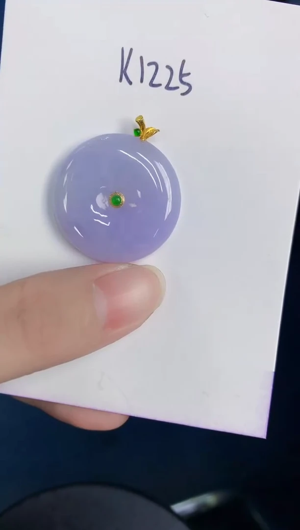 颈饰18K金镶嵌翡翠天然翡翠缅甸A货