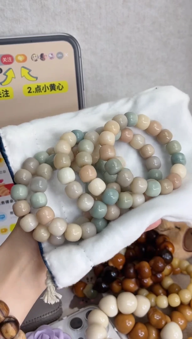 菩提根/象牙果手串x68海盐气泡玉化桶珠12*13mm