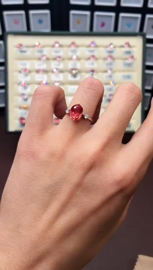 无925银轻奢火莲花色女神戒