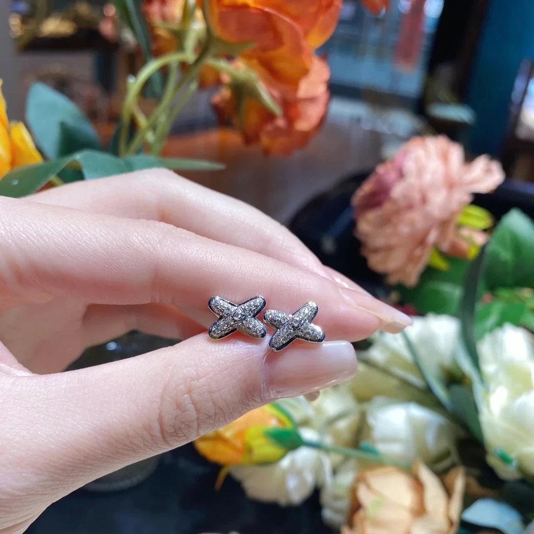 925银耳饰 X耳钉 莫桑钻