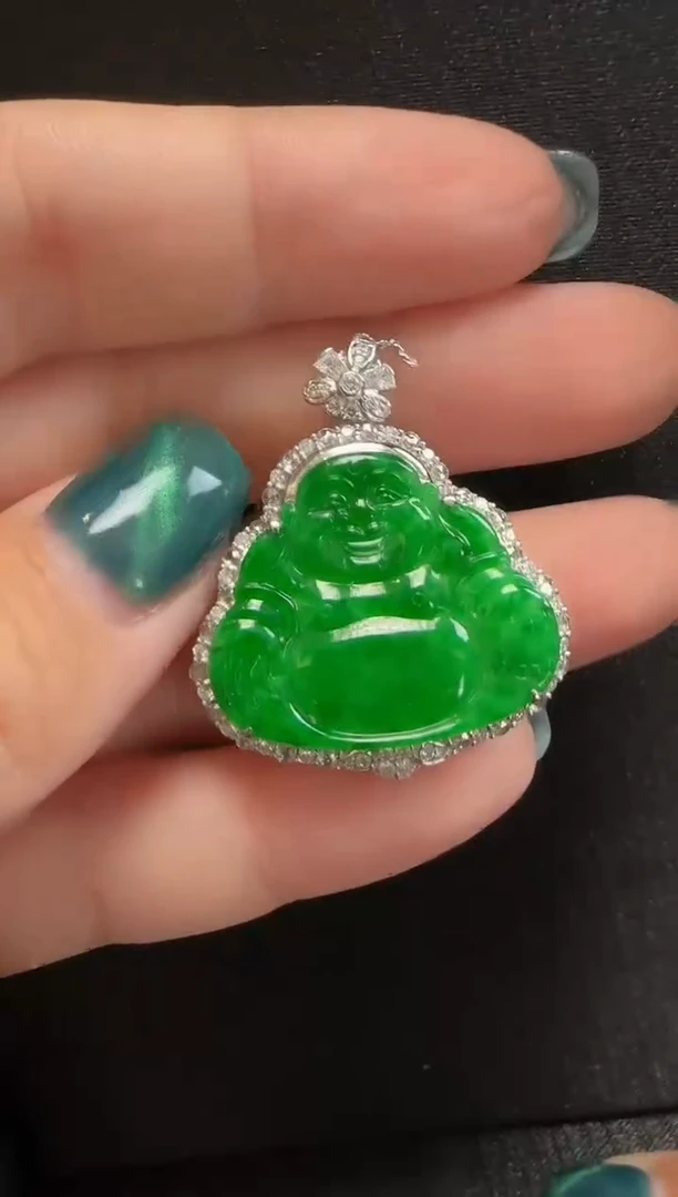【闪购商品】翡翠吊坠(不含链)18K金镶嵌104玉佛