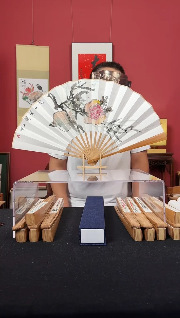 国画杜大江折扇作品