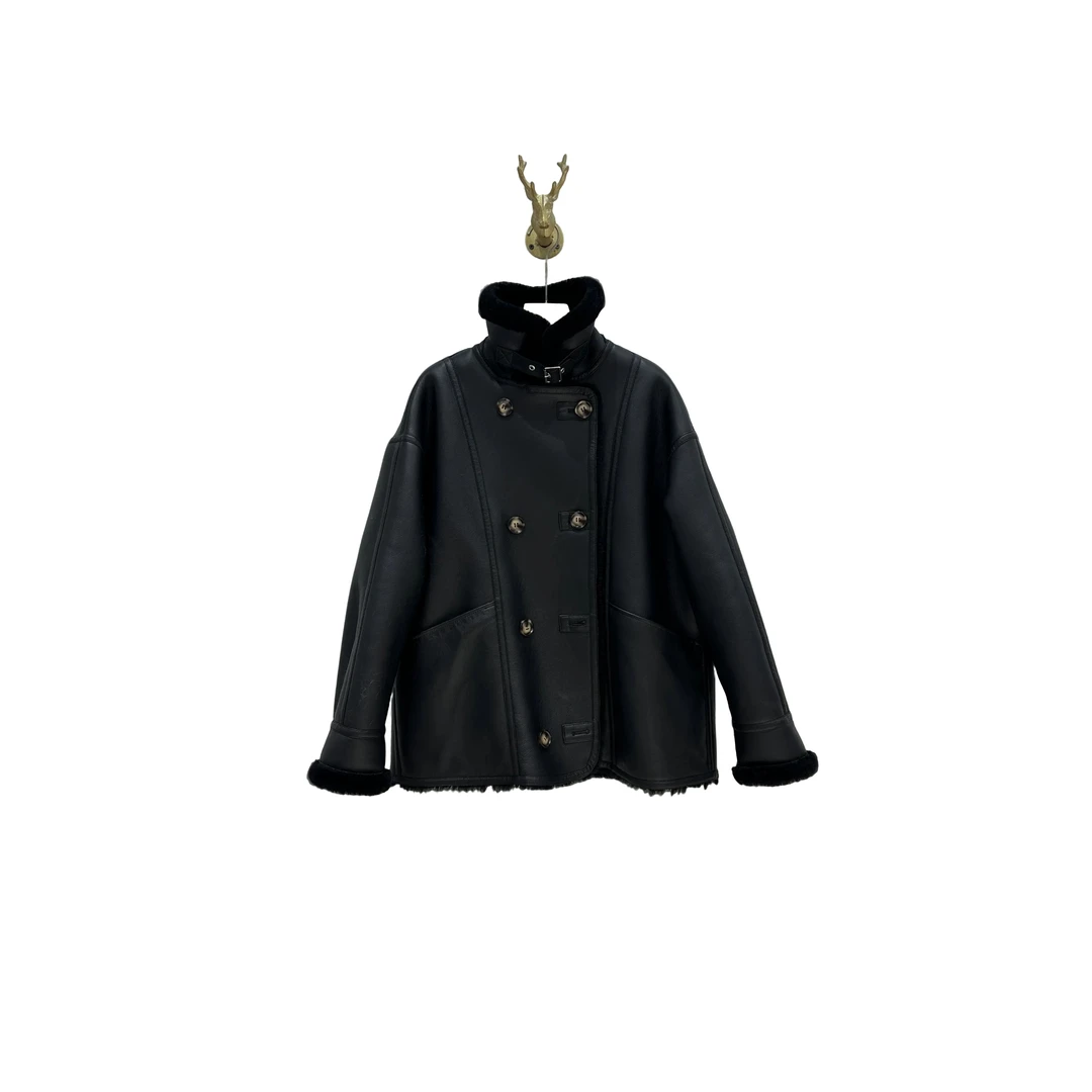 西夏尚美【7889】反季加厚网红设计师气质翻领短外套时尚