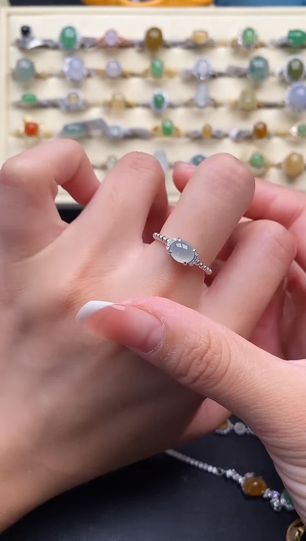 银S925镶嵌戒指翡翠1111111+4