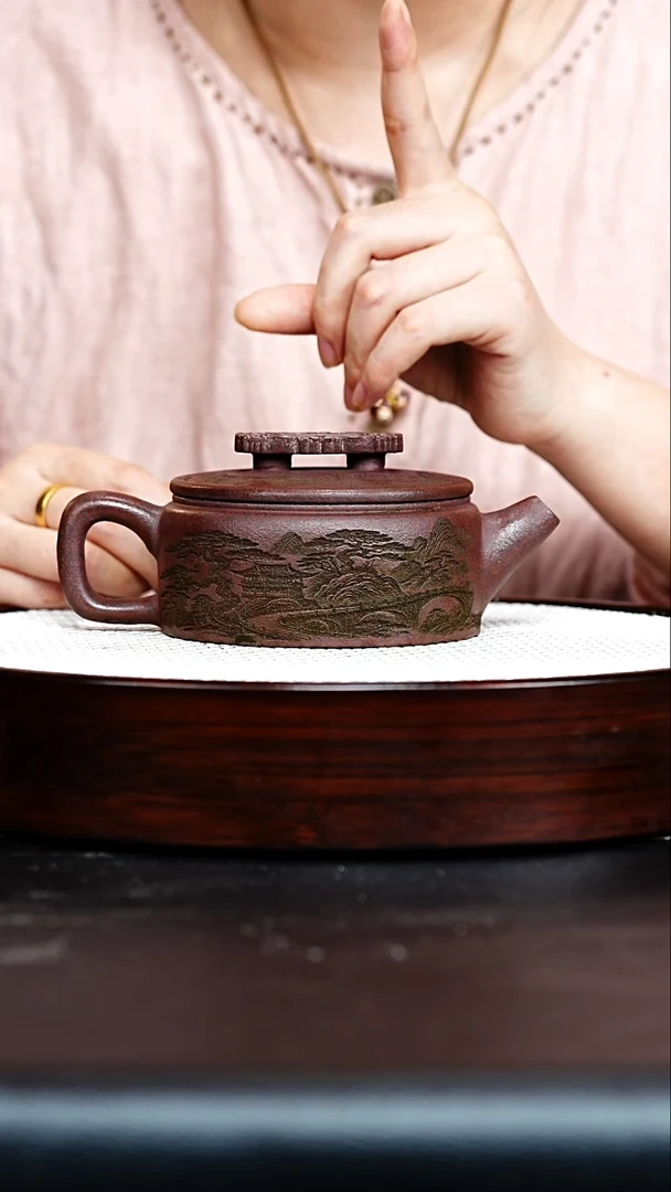 茶壶紫砂汉瓦  桃花泥