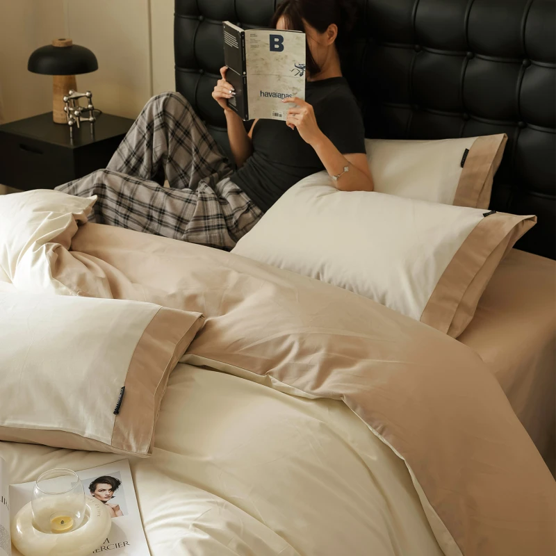 A类母婴级别/100%高档纯棉四件套全棉磨毛适合裸睡被套轻奢高级感