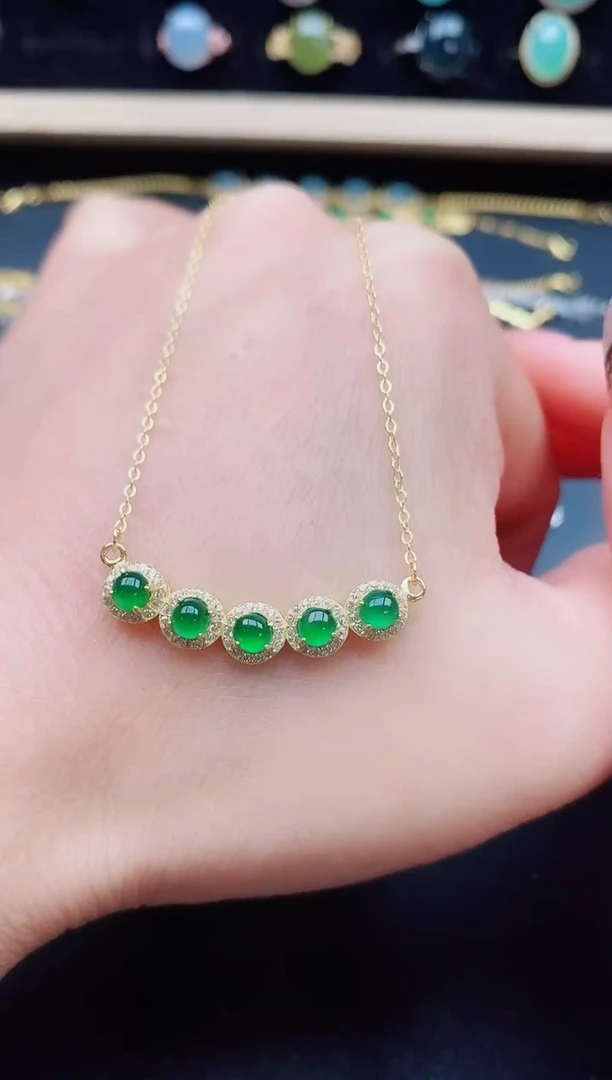 翡翠银S925镶嵌吊坠(赠链)5850