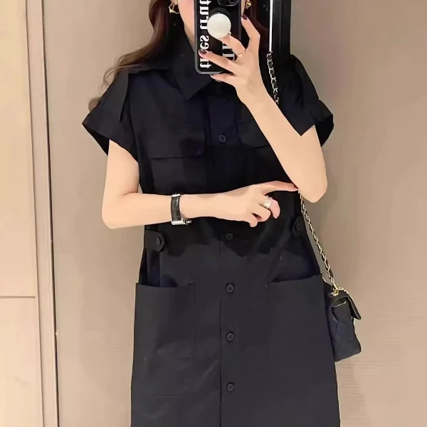 【小鑫】胖mm显瘦A字裙大码穿搭短袖高级感连衣裙