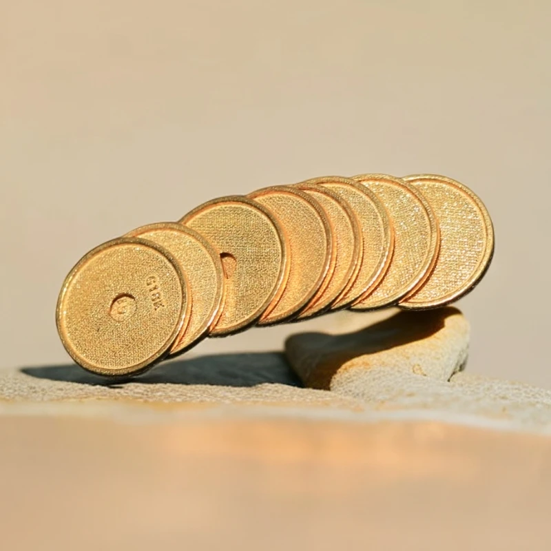 18k金文玩凹槽车轮隔片大尺寸8mm一对