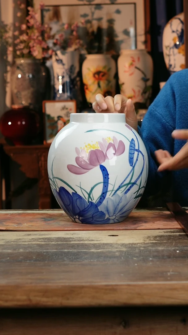 【闪购商品】瓷片景德镇纯手工釉下彩精品花瓶