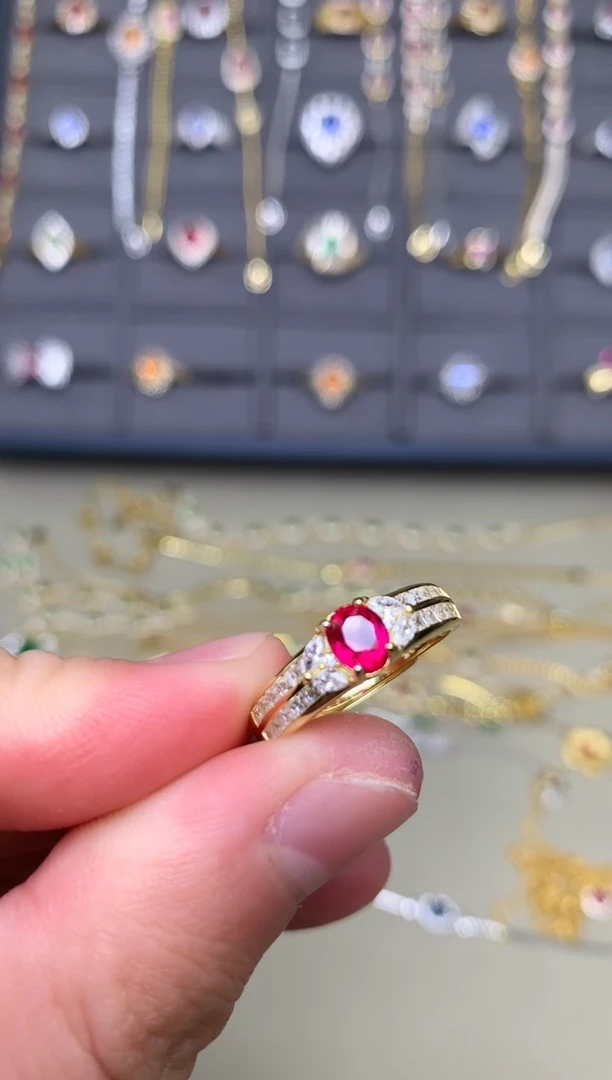 银S925镶嵌戒指红宝石戒指