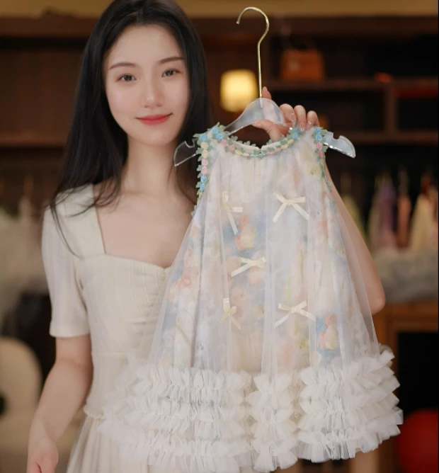 【Y.d7860】2025夏季新款女童网纱无袖气质公主裙女童夏季连衣裙
