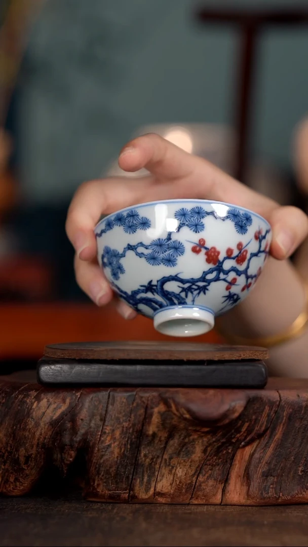 阳春白雪 松竹梅鸡心杯