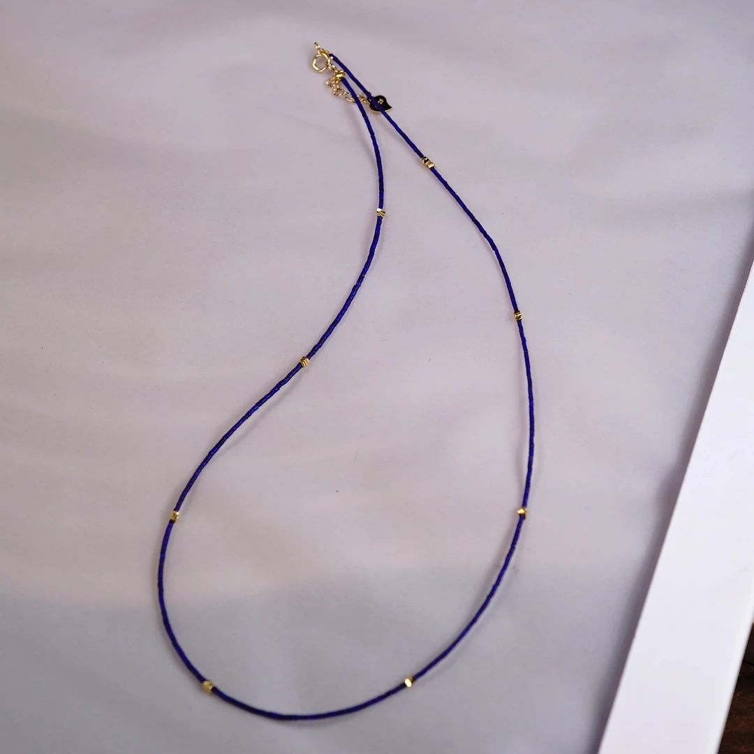 福利款S925青金石1mm桶珠项链百搭万能链   KT24060108