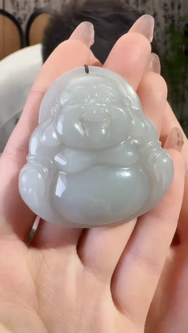 和田玉未镶嵌颈饰烟紫佛公14