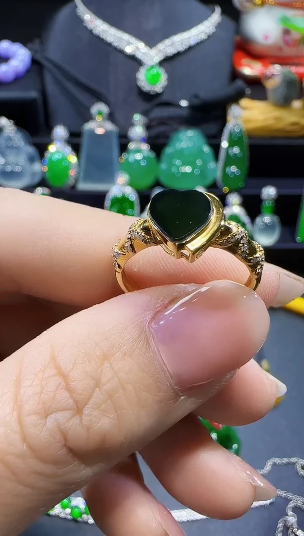 【闪购商品】翡翠戒指18K金镶嵌戒指