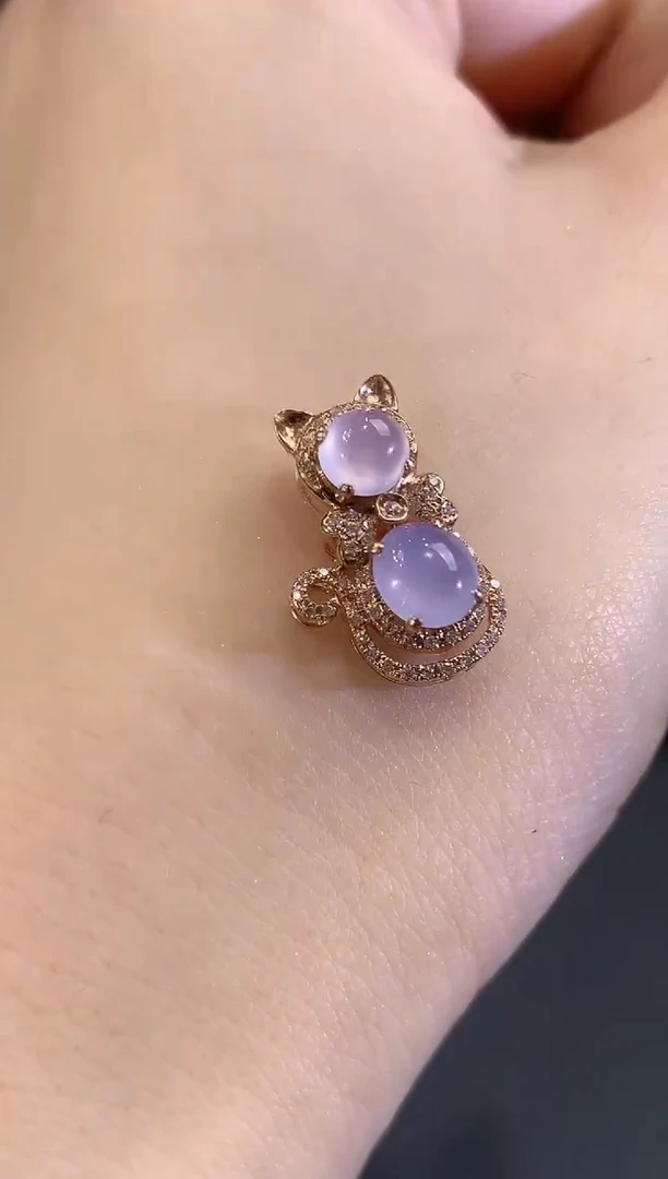 吊坠(不含链)18K金镶嵌翡翠B79 紫货有色差