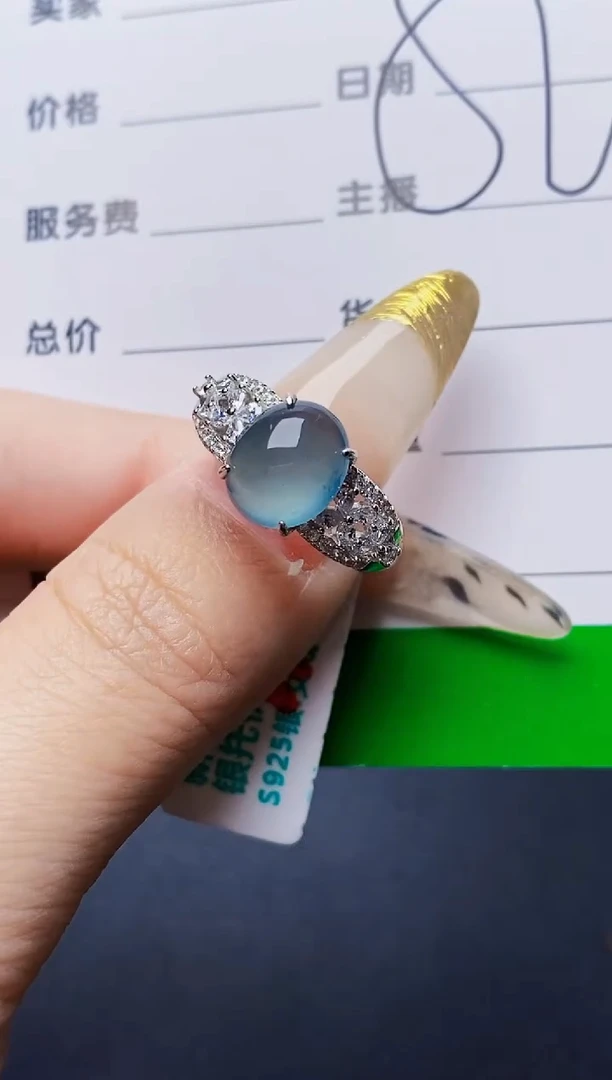 银S925镶嵌戒指翡翠3215