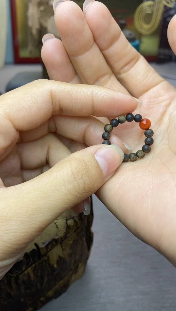 【闪购商品】沉香沉香碎屑白棋戒指04