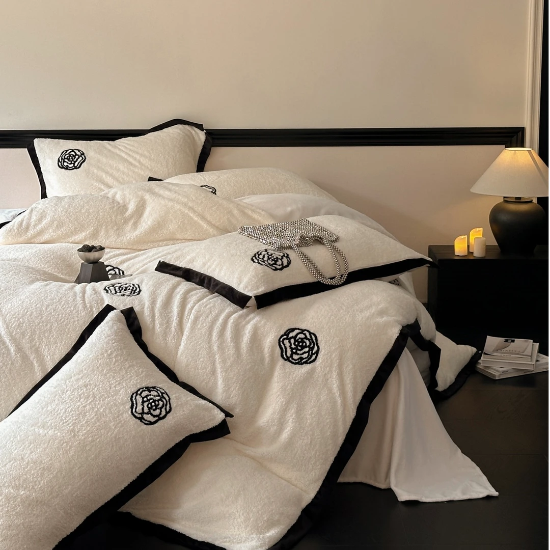 【实体定制款】泰迪绒四件套牛奶绒冬加厚加绒 BS山茶花 9-11斤左右