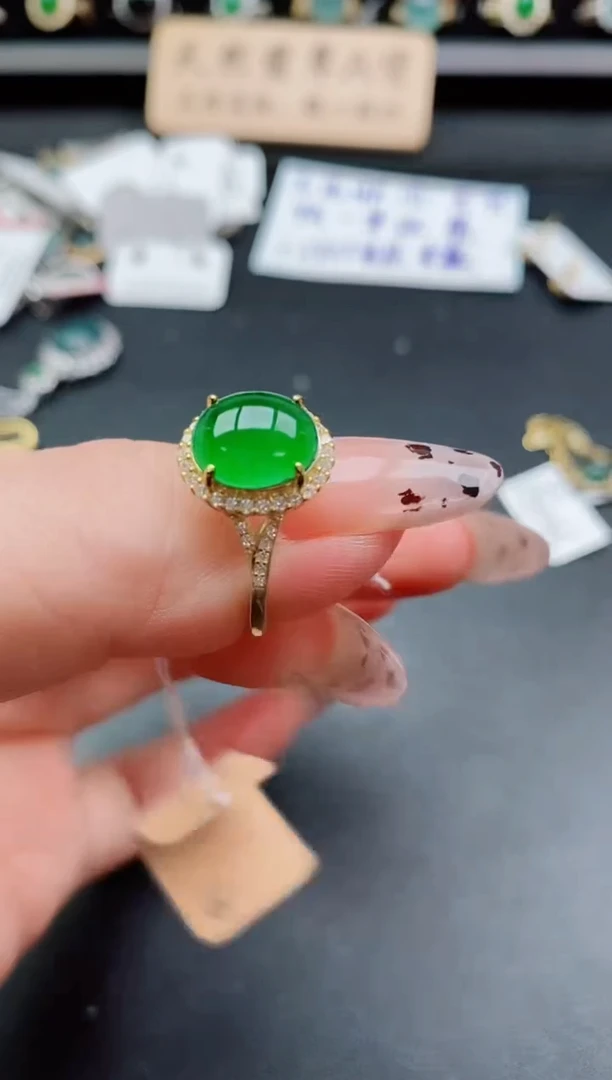 银S925镶嵌戒指翡翠1